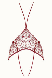 Tisja Damen Luxury Lingerie Gaia harness ouvert burgundy for sizes s/m to m/l