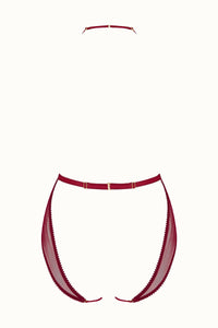 Tisja Damen Luxury Lingerie Myth Harness ouvert burgundy size s/m to m/l