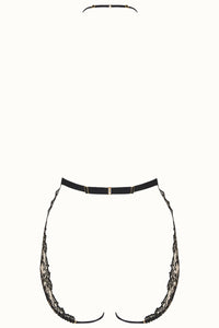 Tisja Damen Luxury Lingerie Gaia harness ouvert black for sizes s/m to m/l