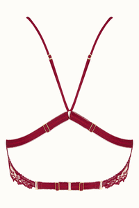 Tisja Damen Luxury Lingerie Gaia Longline Bralette burgundy for sizes xs to large