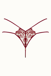 Tisja Damen Luxury Lingerie Gaia thong burgundy for sizes xs to large