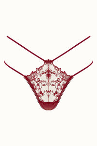 Tisja Damen Luxury Lingerie Gaia thong burgundy for sizes xs to large