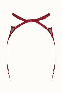 Tisja Damen Luxury Lingerie Myth Longline suspender brief burgundy sizes s/m to m/l