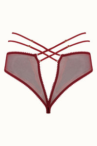 Tisja Damen Luxury Lingerie Myth ouvert brief burgundy size small to xl