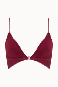Tisja Damen Luxury Lingerie Serica longline bralette burgundy size xs to large