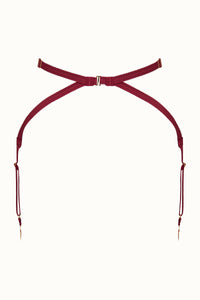 Tisja Damen Luxury Lingerie Longline Suspender Peitho Burgundy S/M M/L LL