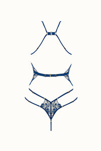 Tisja Damen Luxury Lingerie Poetica Body Azure Blue Size S M L 