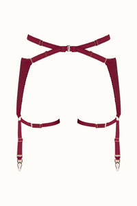 Tisja Damen Luxury Lingerie Serica Longline suspender brief burgundy sizes s/m to m/l