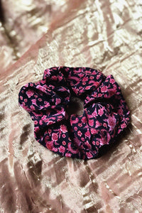 Meadow silk Scrunchie ~ ''Blossoms at night''