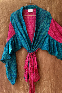 Dora Silk Robe blouse ~ ''Flowers of seas''