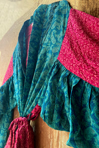Dora Silk Robe blouse ~ ''Flowers of seas''