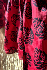 Lyon Silk Robe ~ ''Rouge leaves''