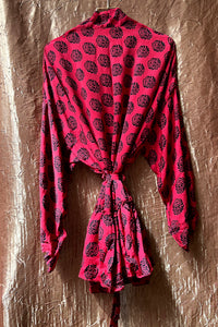 Lyon Silk Robe ~ ''Rouge leaves''