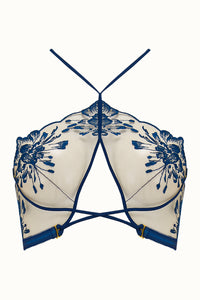 Tisja Damen Luxury Lingerie Poetica Halter Bra Azure Blue Size SS to L