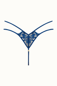 Tisja Damen Luxury Lingerie Poetica Thong Azure Blue Size SS to L