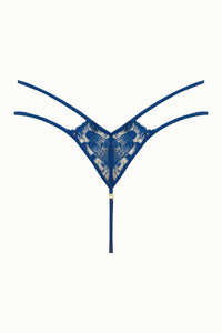 Tisja Damen Luxury Lingerie Poetica Thong Azure Blue Size SS to L